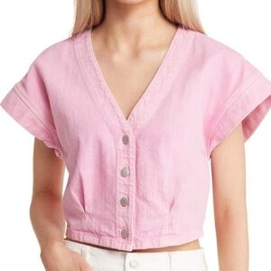 Madewell Pink Cap Sleeve Crop Top